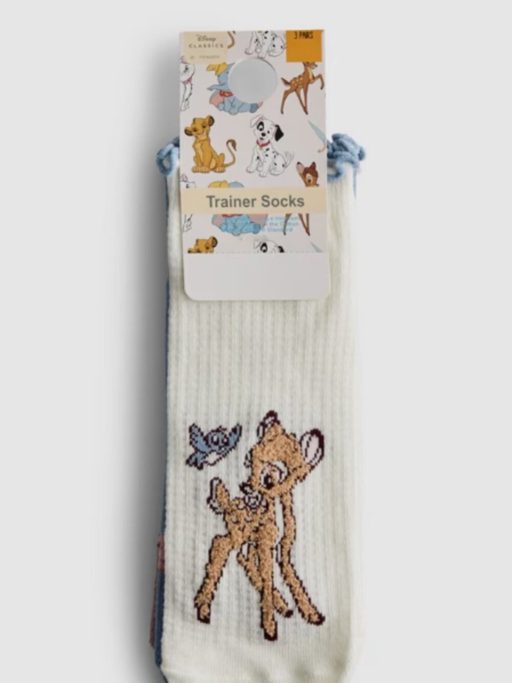 3pk Disney Bambi Cotton Blend Sneaker Socks Crew Socks Spring Summer Thumper